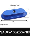 SAOF Oval Silicone Suction Cup 100X50 NBR Pneumatic Manipulator Gripper showing blue rubber vacuum sucker dimensions.
