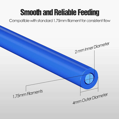 Diagram of Bowden Tube Kit For 1.75mm Filament PTFE Tube With PC4 M10 And PC4 M6 Connectors Cutter Included showing dimensions