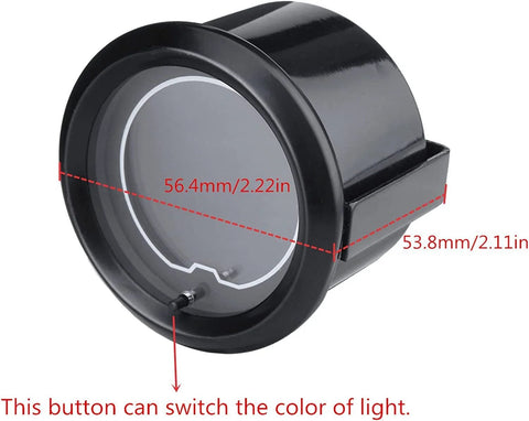 Front view of black 2-1/16 in oil pressure gauge with 7-color LED display and pressure sensor