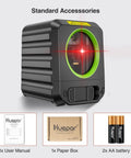 Cross Line Laser Level For DIY Projects With Self Leveling In Under 3 Seconds, 100ft Range displayed with accessories