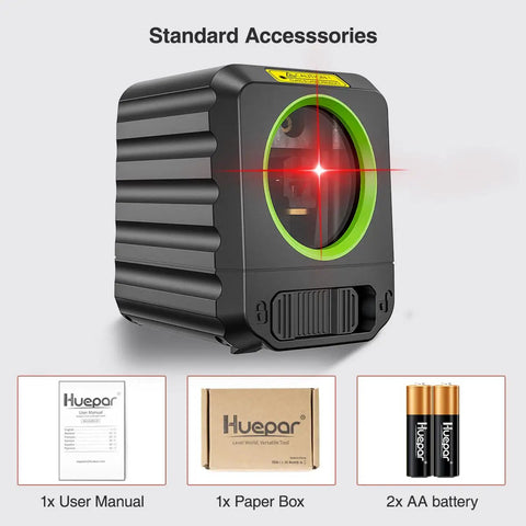Cross Line Laser Level For DIY Projects With Self Leveling In Under 3 Seconds, 100ft Range displayed with accessories