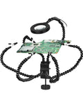 Go-To Soldering Helper Station with eight flexible gooseneck arms, desk clamp for PCB work, electronics repair and DIY projects.