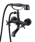 Oil Rubbed Bronze Wall Mount Clawfoot Bathtub Faucet With Handheld Sprayer, 360 Degree Swivel Spout, Old School Vintage Tub Shower Set