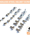 24 Piece Stainless Steel Helmet Visor Screws Kit With Visor Clips Universal Sports Helmet Hardware Replacement For Football Hockey Baseball Softball Youth Girls displayed on a white surface.