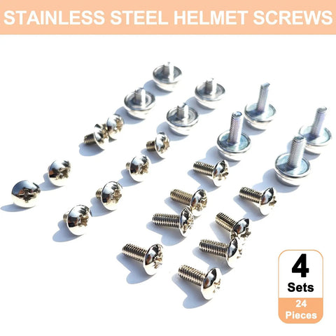 24 Piece Stainless Steel Helmet Visor Screws Kit With Visor Clips Universal Sports Helmet Hardware Replacement For Football Hockey Baseball Softball Youth Girls displayed on a white surface.