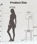 Product size comparison of Round Floor Lamp With Table And Built In Charging Station USB Type C And AC End Table Lamp