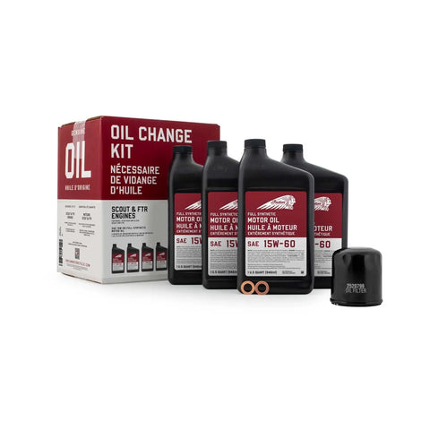 Motorcycle Oil Change Kit For Scout 60 And 69 Cu In Liquid Cooled Engines With 4 Quarts 15W60 Full Synthetic Oil 1 Oil Filter 2 Washers