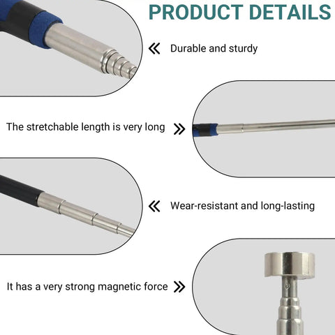 Product details of Two Piece Telescoping Magnetic Pickup Tool Set With 8 Pound And 5 Pound Strengths Handy Extendable Magnet Grabber