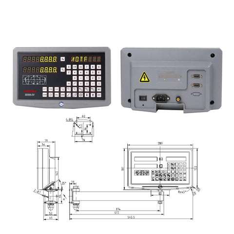Shop Tough Two Axis Dros Kit Featuring Precision Linear Scale Digital Readout Gauge For Milling Lathe And Drill Equipment Zero Point Zero Zero Five Mm Tolerance No Hassle Setup Silver, showing front and back design with connections.