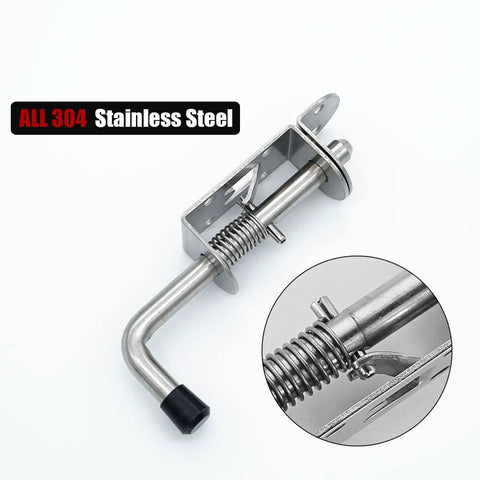 Spring Loaded Latch Pin Set, 304 Stainless Steel Barrel Bolt Thickened 2mm Door Lock, 5 Inch Brushed Finish