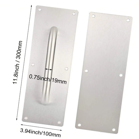 304 Stainless Steel Door Handle Set With Push And Pull Plates Tough As Nails Heavy Duty Door Hardware Kit Includes Backing Plates Screws And Driver For Durable Interior And Exterior Doors, push plate 300mm