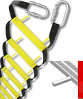 13 Ft Rope Emergency Ladder for Two Story Homes with yellow gentle rungs and metal hooks, foldable for quick deployment and easy storage.
