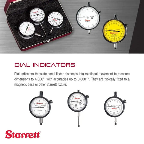 25 Series Dial Indicator With Jewel Bearings And Lug-On-Center Back, White Face, 0 To 1 Inch Range, 0 To 100 Dial Reading, 0.001 Inch Graduation, Rugged Shop-Ready Pro Grade Precision Tool For Metalworking And Fabrication