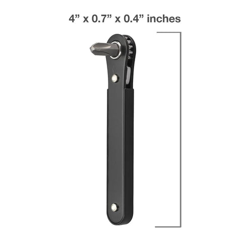 Compact One Quarter Inch Drive Mini Ratchet Screwdriver Set, Eight Piece, Cr-V Steel with dimensions and low profile handle