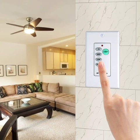 Universal Ceiling Fan Control Transmitter Only 3 Speed Wall Controller For Mounted Fans With Full Range Dimmer Main Power On Off Button Light Control No Receiver Included