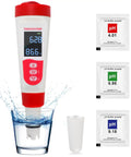 4 In 1 Pool Water Tester With PH EC TDS And Temperature LCD Display with buffer powders and calibration cup