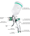 Slick Handheld Airbrush Kit Featuring Heavy Duty Pneumatic Spray Gun With Adjustable Nozzle for precise painting and clear coats.