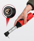 350W Right Angle Die Grinder Offering Variable Speed Up To 15000 RPM for grout removal, held in hand showcasing the chuck detail.