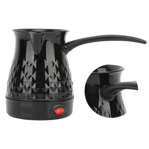 Black Electric Turkish Coffee Maker 600ml Portable Pot for Turkish Arabic and Greek Coffee Lovers, anti-scald, dual system