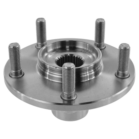 Front Wheel Bearing And Hub Assembly Kit 2 Piece Fits 2008 2017 Mitsubishi Lancer 2007 2019 Outlander And 2011 2019 Outlander Sport Easy Install DIY Replacement - close-up view showing metal hub with bolts