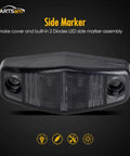 Amber And Red Universal Trailer Side Marker Lights With Smoked Lens, Surface Mount, 2 Diodes, Waterproof Mini LED