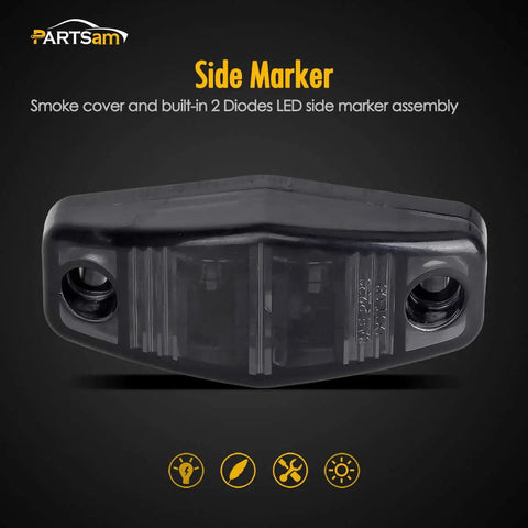 Amber And Red Universal Trailer Side Marker Lights With Smoked Lens, Surface Mount, 2 Diodes, Waterproof Mini LED