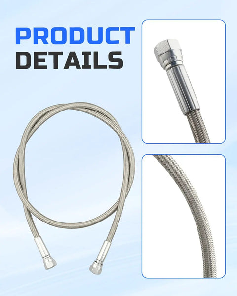 Cool 48 Inch Silver Gauge Line Kit With Double Layer Build For Easy Automotive Fuel Pressure Setup Using 4AN Female Threads To Monitor Your Ride Smoothly, braided hose