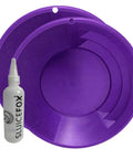Dual-Sided Gold Panning Kit With Vanishing Riffles For Maximum Gold Recovery, 3-Piece Set Includes 4 Oz Snifter Bottle, 11 Inch Pan in Purple