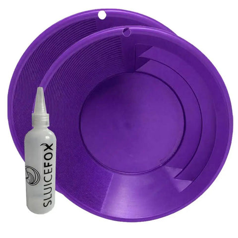 Purple Dual-Sided Gold Panning Kit With Vanishing Riffles For Maximum Gold Recovery, 3-Piece Set Includes 4 Oz Snifter Bottle