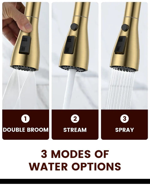 Patented Kitchen Faucet With Pull Down Sprayer And Soap Dispenser, Single Handle, Stainless Steel Brushed Nickel Finish, High Arc Pull Out Design With Deck Plate, Heavy Duty Ceramic Cartridge, 500000 Cycle Tested For Long Lasting Performance