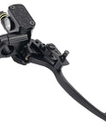 Universal Right Hydraulic Brake Lever Master Cylinder For 50cc To 250cc Scooters Mopeds ATVs Dirt Bikes And Quads Seven Eighths Inch Handlebar Diameter Aluminum Alloy Construction Easy Install Aftermarket Replacement Part, shown in side view.