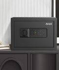 0.8 Cubic Foot Electronic Safe With Digital Keypad For Home Or Office, Heavy Duty Steel Security Safe on shelf.