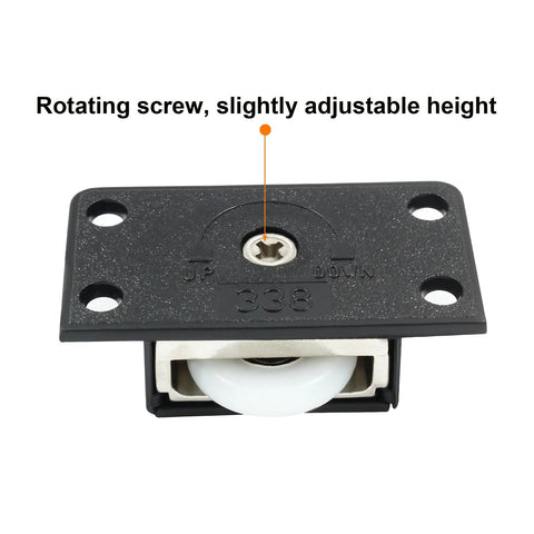 Sliding Cabinet Door Hardware Kit With Two Pairs Of ABS Single Wheel Furniture Rollers, Black Sliding Door Wheels For Closet Wardrobe And Cabinet
