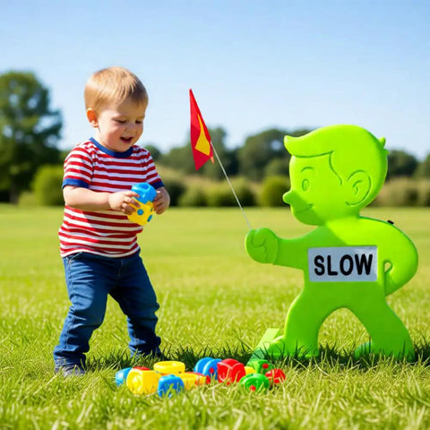 Kid Alert Street Safety Sign 31 Inch Green Caution Sign For Neighborhoods And Schools, Slow Down Kids At Play With Reflective Slow Sticker And Warning Flag, High Visibility Safety Sign near child