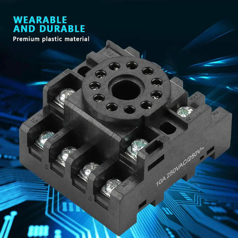 11 Pin Delay Timer Relay Socket Base For JQX-10F JTX-2C Time Relay, DIN Rail Mount Power Relay Socket With Screw Terminals