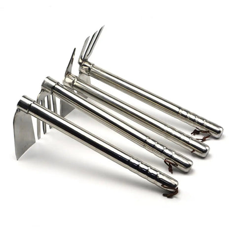 Stainless Steel Garden Pickaxe Hoe Grab-And-Go Double-Use Tool For Planting And Weeding displayed on white background
