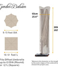 9 To 13 Ft Patio Umbrella Cover For Offset Cantilever And Straight Pole Parasols Weatherproof Water Resistant And Waterproof PU Polyester With Zipper