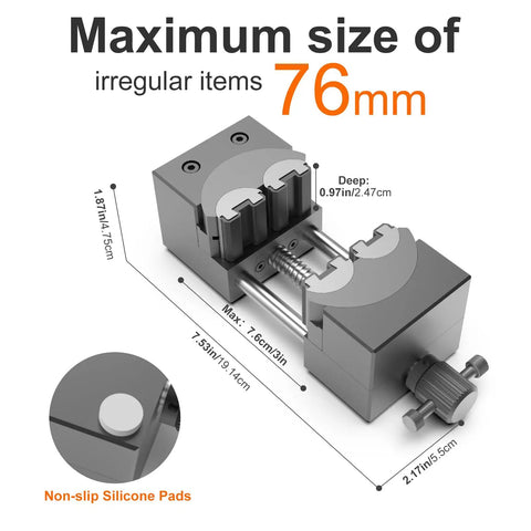 Heavy Duty Mini Bench Vise With Self Adjusting Fractal Jaw, Solid Hella Versatile Clamping Tool For Irregular Parts, Precision Cnc Machined Aluminum, max size 76mm.