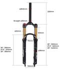 Dimensions of Dope Aluminum Mountain Bike Suspension Fork For 26 27.5 29 Inch Wheels 100mm Travel With Tapered Or Straight Steerer