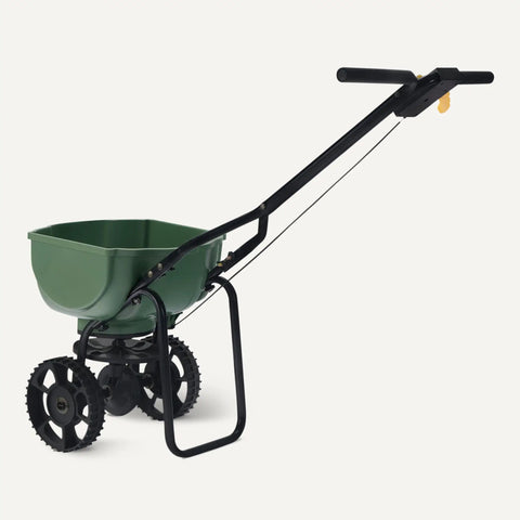 Fertilizer Spreader For Lawn With Even Coverage All Season Workhorse, multi gear control, durable steel frame, plastic hopper, 1 pack