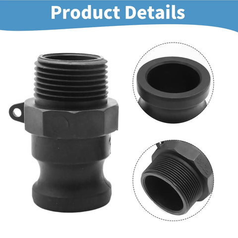 Two Pack F100 1 Inch NPT Camlock Coupling Kit Polypropylene Cam Lock Fittings External Camlock With External Threads Quick Disconnect