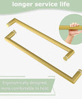 Super Sleek Frameless Double Bypass Sliding Shower Door In Brushed Gold With Adjustable 55 To 60 Inch Width And 76 Inch Height Featuring 5/16 Inch Tempered Glass With Bomb Proof Safety Film For A Totally Smooth Slide Experience with ergonomic handles.