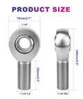 Badass 1.25 Inch Chromoly Heim Joint Rod End Kit Featuring Dual Thread Panhard Linkage For Gnarly Off Road Suspension Upgrades and Beast Mode Truck Builds, showing sizes and dimensions.