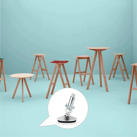 Beefy Heavy Duty Adjustable Swivel Leveling Feet Set With T Nut Bolt M8 And M10 4 Pack 50xM8x50mm Easy Install Height Range 0.75 To 1.5 Inches For Stable Furniture And Machinery, metal leveling foot under stool