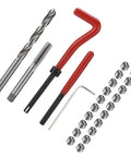 Thread Repair Kit M8x1 25mm Complete Set With Drill Bit, 20 Inserts, Hex Wrench, And Extra Pro Grade Tools For Quick And Easy Thread Repairs In Metal, Plastic, And Aluminum Surfaces.