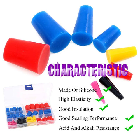 Pro Grade High Temp Silicone Rubber Protective Tapered Plug Kit For Masking In Powder Coating Painting Anodizing Plating And Media Blasting Durable Flexible Reusable Withstand Up To 600 Degrees Fahrenheit For 20 Minutes colorful plugs kit