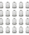 20 Pack M12x1.5 Cable Glands Adjustable 3 To 6.5mm PA6 Nylon IP68 Waterproof Sealed Connectors Corrosion Resistant Built For Rugged Industrial And Outdoor Electrical Setups