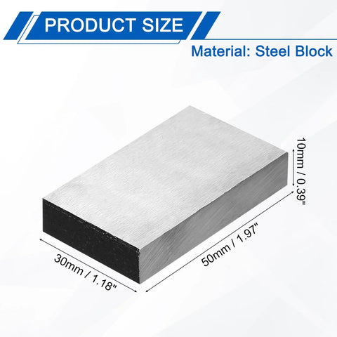 PATIKIL rectangular steel bench block, 30x50x10 mm, hardened flat metal block for jewelry stamping, no holes
