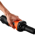 Heavy Duty Workhorse Die Grinder With Variable Speed 7000 To 30000 Rpm, held in hand, featuring orange and black design.