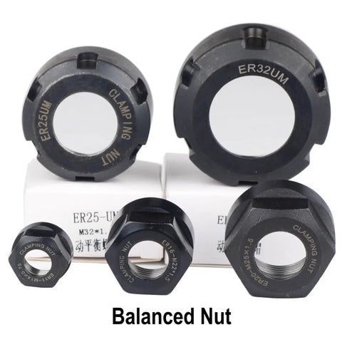 Top Shelf Precision Balanced Collet Nut Rock Solid Clamping Adapter For ER16 CNC Milling And Engraving Tools, showing multiple sizes.